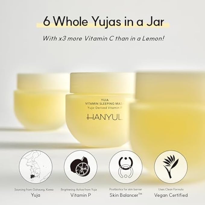 Hanyul YUJA VITAMIN SLEEPING MASK | OVERNIGHT FACE MASK FOR BRIGHTENING, TONING, MOISTURIZING, NIGHT SKINCARE WITH VITAMIN C, B AND HYALURONIC ACID, NON-COMEDOGENIC TESTED, 2.37 FL.OZ. - Image 2